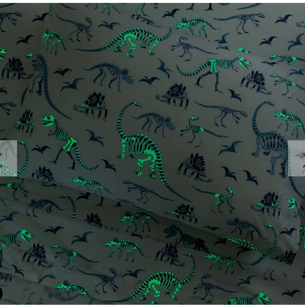 Pottery Barn Kids Blue Dino Bones Organic Sheet Set - Picture 3 of 7